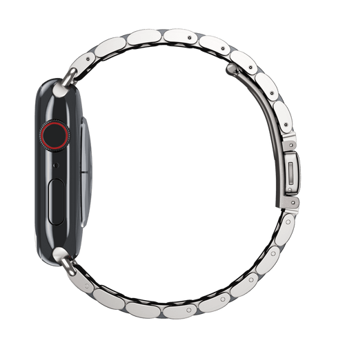Silver Space Black Tri Link Bracelet Band Strap for Apple Watch iSTRAP