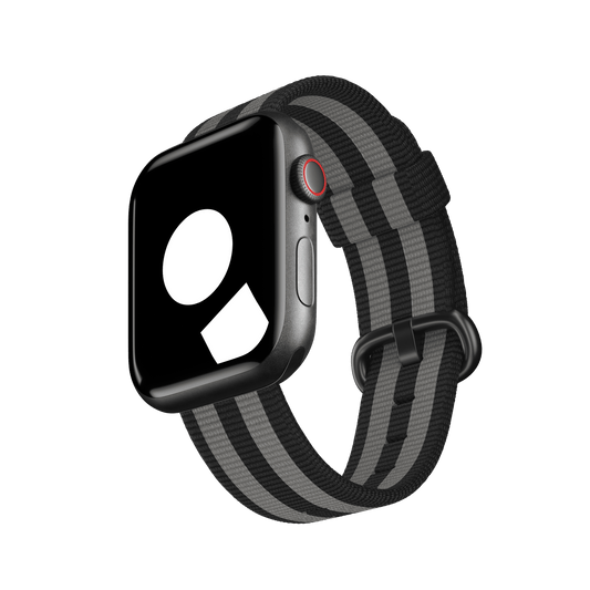 Black/Grey Stripe Woven Nylon for Apple Watch