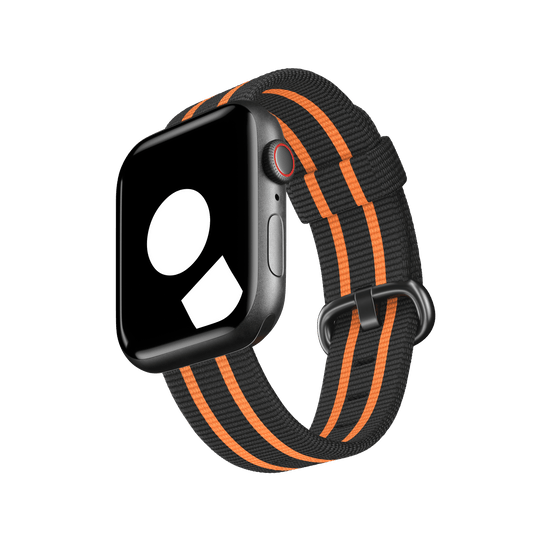 Black/Orange Stripe Woven Nylon for Apple Watch