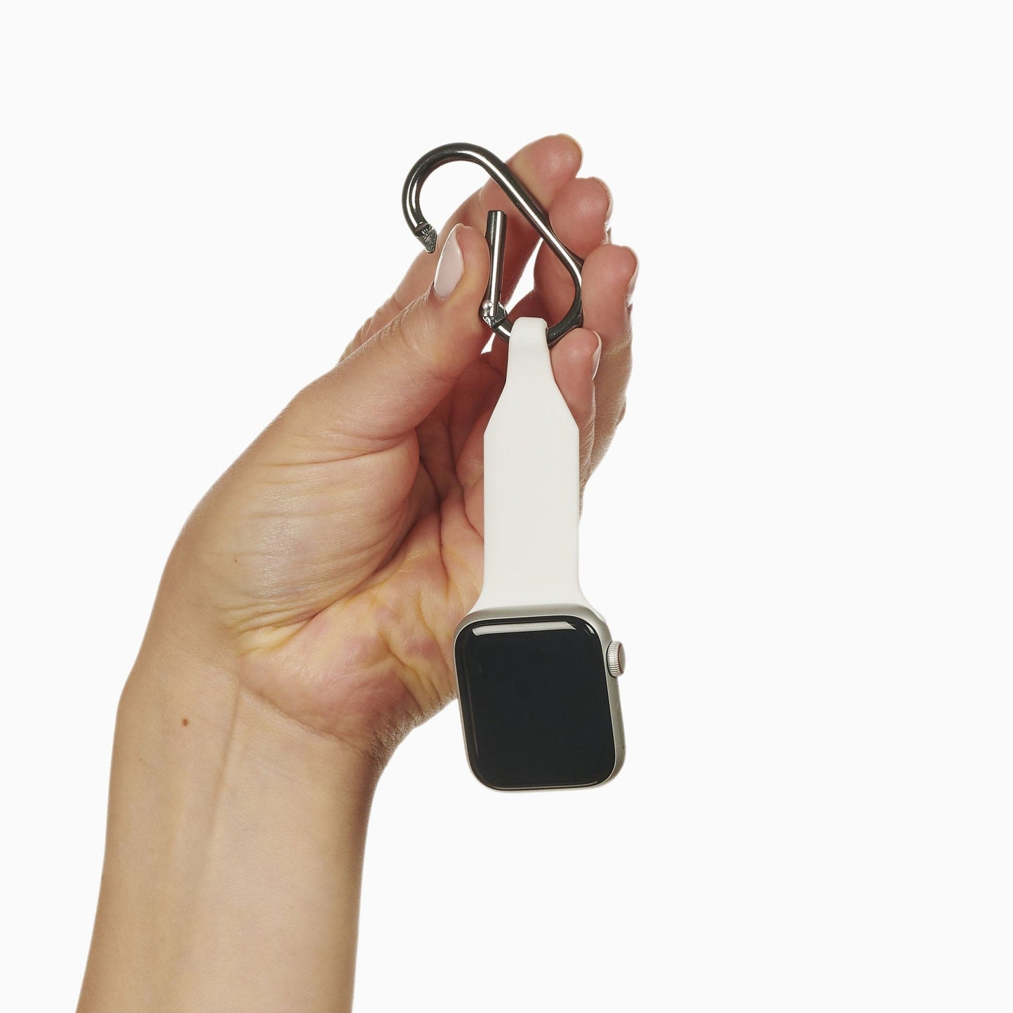 White Carabiner Fob for Apple Watch